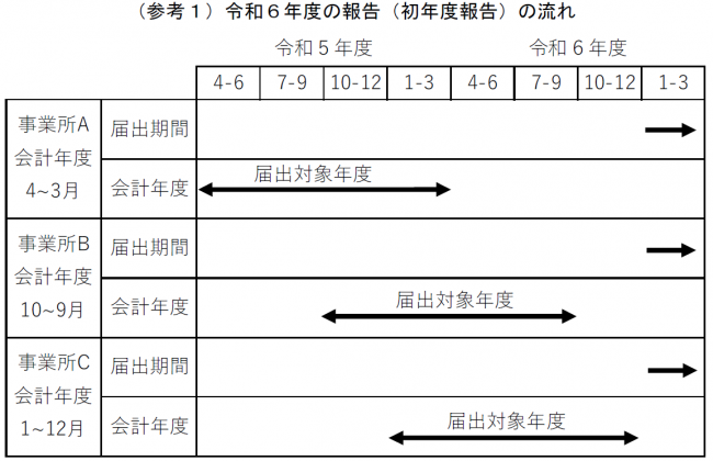 (参考1)令和6年度の報告(初年度報告)の流れ