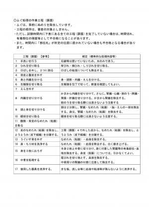 ふぐ処理の作業工程及び解答例　画像１枚目
